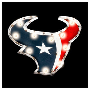 Imperial Houston Texans Lighted Recycled Metal Logo Signs-epicrecrooms.com