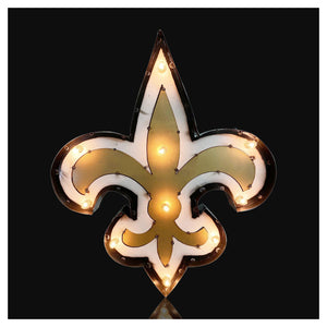 Imperial New Orleans Saints Lighted Recycled Metal Logo Signs-epicrecrooms.com