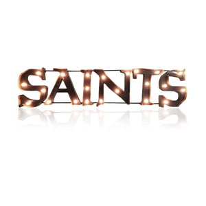 Imperial New Orleans Saints Lighted Recycled Metal Team Name Sign-epicrecrooms.com
