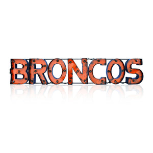 Imperial Denver Broncos Lighted Recycled Metal Team Name Sign-epicrecrooms.com
