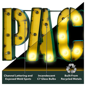 Imperial Green Bay Packers Lighted Recycled Metal Team Name Sign-epicrecrooms.com