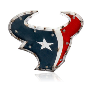 Imperial Houston Texans Lighted Recycled Metal Logo Signs-epicrecrooms.com