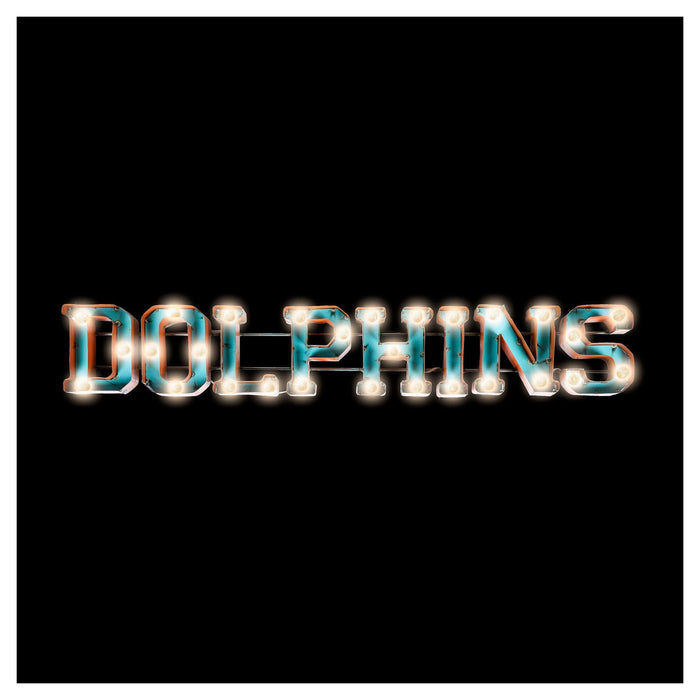 Imperial Miami Dolphins Lighted Recycled Metal Team Name Sign