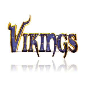 Imperial Minnesota Vikings Lighted Recycled Metal Team Name Sign-epicrecrooms.com