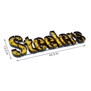 Imperial Pittsburgh Steelers Lighted Recycled Metal Team Name Sign-epicrecrooms.com